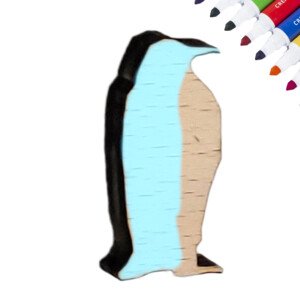 Dřevěný tučňák k vymalování