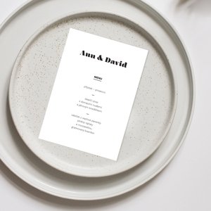 svatební menu No.5: formát svatebního menu 10x15cm, výběr papíru Warmtone, formát svatebního menu 10x15cm, výběr papíru Warmtone