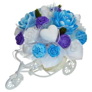 Mýdlová kytice kolo - fialovo, modro, bílá