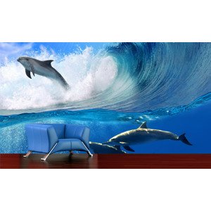 IMPAR Fototapeta Delfíni ve vlnách (Rozměr : 126 x 126)