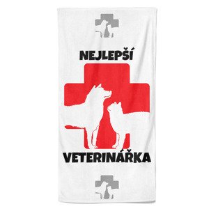 Osuška Nejlepší veterinářka – kříž (Velikost osušky: 70x140cm)
