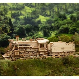 Dřevěný model parní lokomotivy